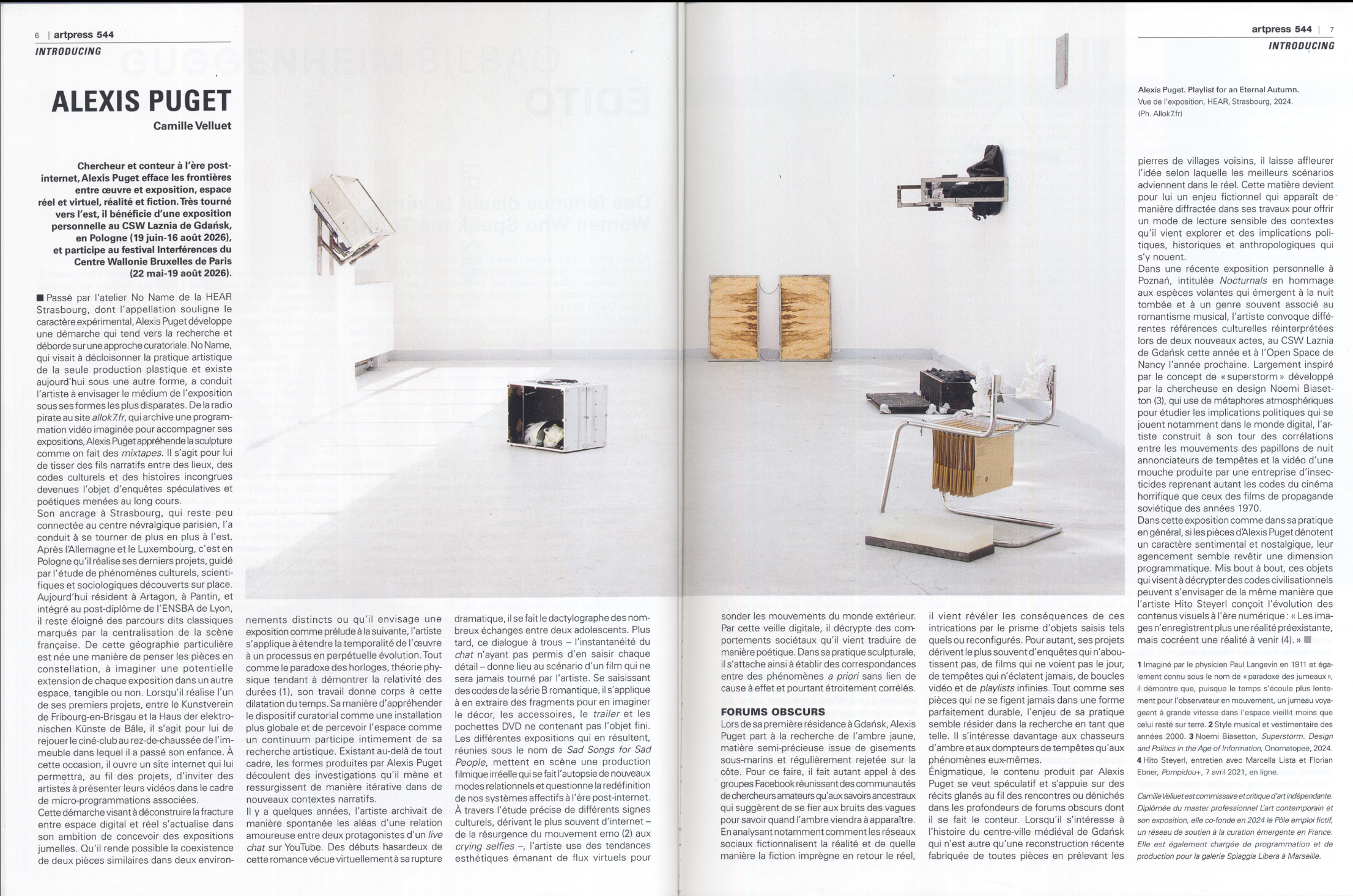 <em>Alexis Puget - Le paradoxe des horloges</em>, Camille Velluet, 2026. Published in ArtPress n°544 - June 2026.